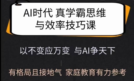 Ai时代真学霸思维与学习方法课，有格局且接地气，家庭教育有力参考-鼎铸网