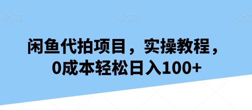 闲鱼代拍项目，实操教程，0成本轻松日入100+-鼎铸网