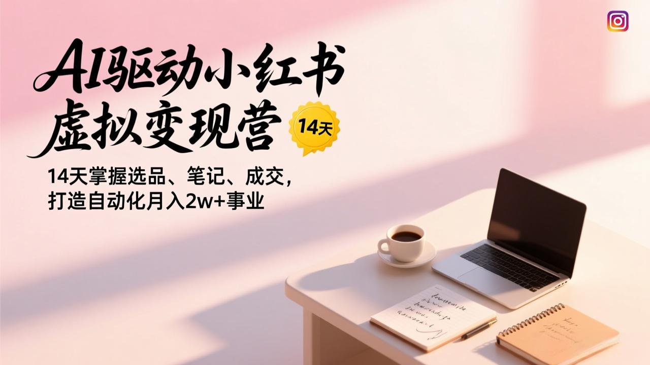 AI驱动小红书虚拟变现营，14天掌握选品、笔记、成交，打造自动化月入2w+事业-鼎铸网