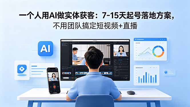 一个人用AI做实体获客：7-15天起号落地方案，不用团队搞定短视频+直播-鼎铸网