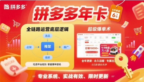 拼多多年卡【8月更新6节】拼多多全链路运营底层逻辑，超级爆单术-鼎铸网