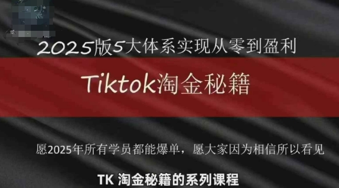 TikTok跨境2025淘金秘籍，​2025TikTok从0到盈利变现-鼎铸网