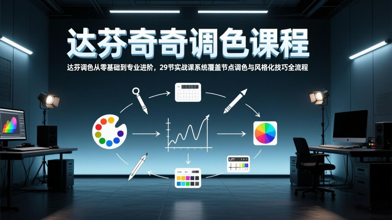 达芬奇调色从零基础到专业进阶，29节实战课系统覆盖节点调色与风格化技巧全流程-鼎铸网