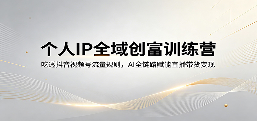 个人IP全域创富训练营：吃透抖音视频号流量规则，AI全链路赋能直播带货变现-鼎铸网