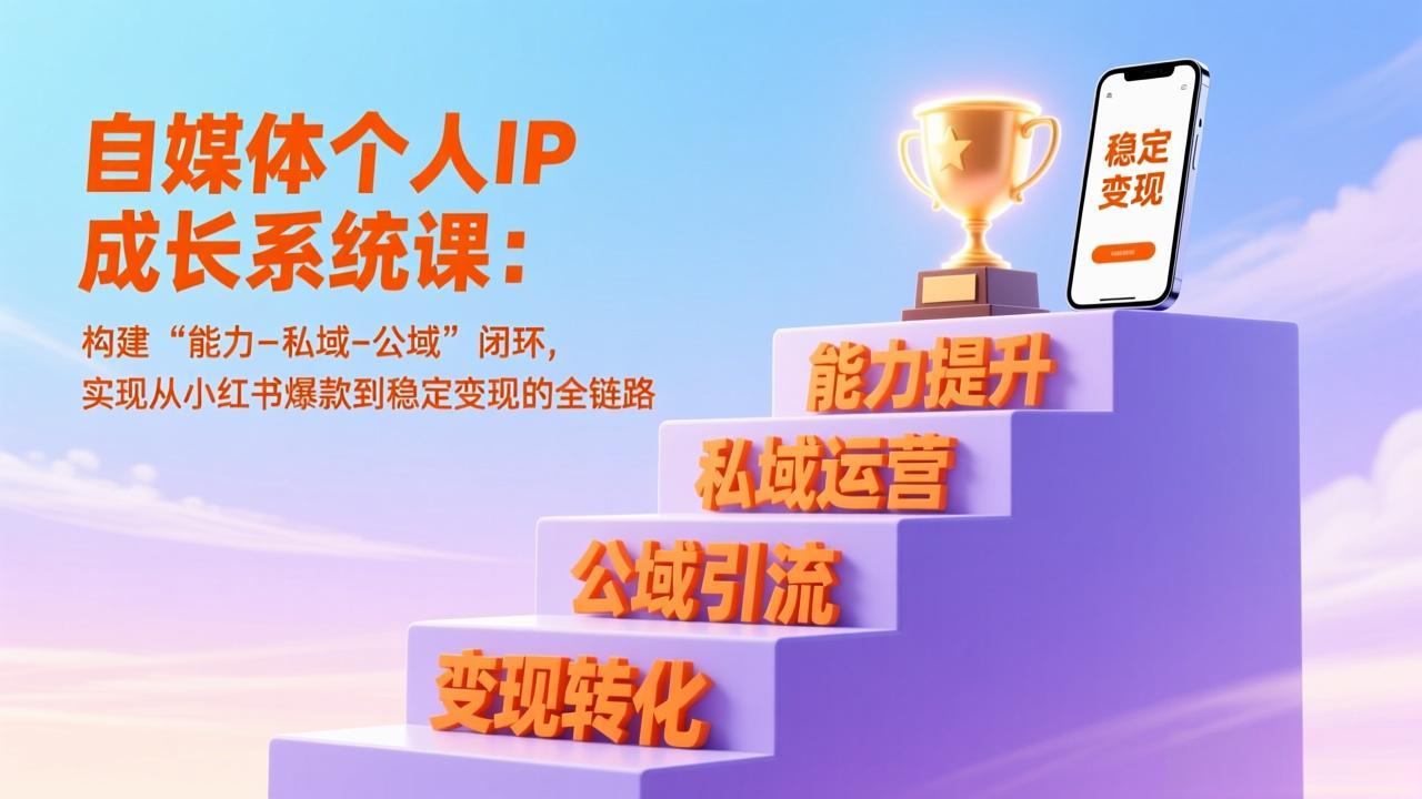 自媒体个人IP成长系统课：构建“能力-私域-公域”闭环，实现从小红书爆款到稳定变现的全链路-鼎铸网