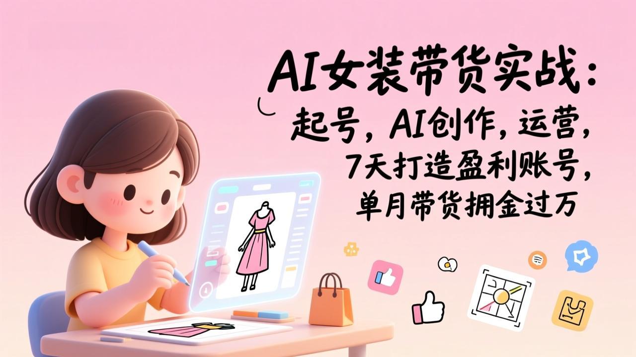 AI女装带货实战：起号，AI创作，运营，7天打造盈利账号，单月带货佣金过万-鼎铸网