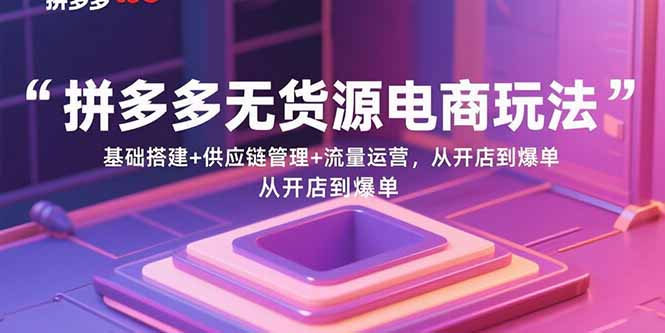 拼多多无货源电商玩法：基础搭建+供应链管理+流量运营，从开店到爆单-鼎铸网