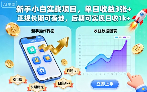 新手小白实战项目，单日收益3张+，正规长期可落地，后期可实现日收1k+【揭秘】-鼎铸网