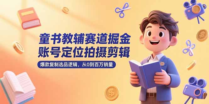 童书教辅赛道掘金，账号定位拍摄剪辑，爆款复制选品逻辑，从0到百万销量-鼎铸网