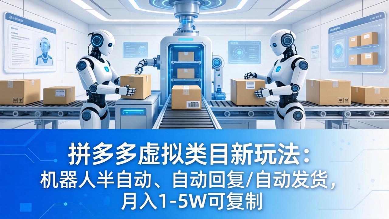 拼多多虚拟类目新玩法：机器人半自动、自动回复 /自动发货，月入 1-5W 可复制-鼎铸网