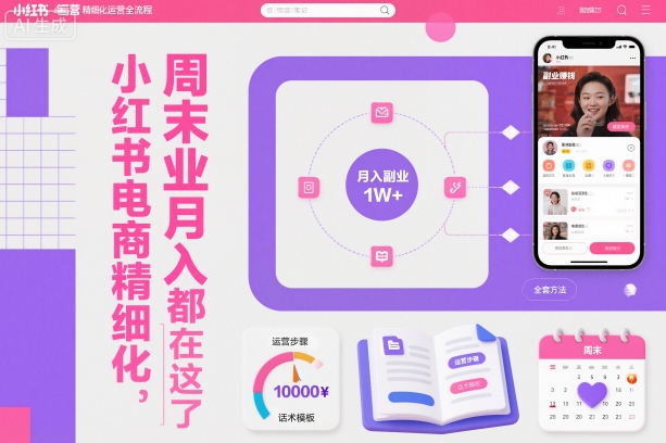 小红书电商精细化运营全流程，周末副业月入1W+，全套方法都在这了-鼎铸网