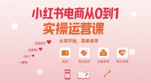 小红书电商从0到1实操运营课，从零开始，简单易学-鼎铸网