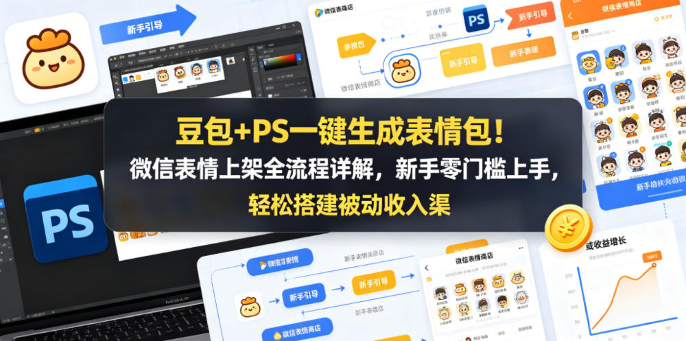 豆包+PS一键生成表情包！微信表情上架全流程详解，新手零门槛上手，轻松搭建被动收入渠道-鼎铸网