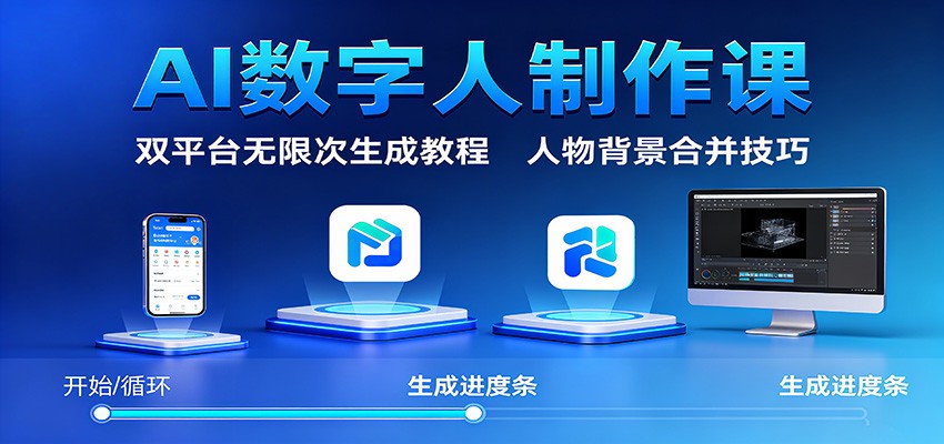 AI数字人制作课：双平台无限次生成教程，人物背景合并技巧-鼎铸网