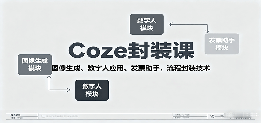 Coze封装课，图像生成、数字人应用、发票助手，流程封装技术-鼎铸网
