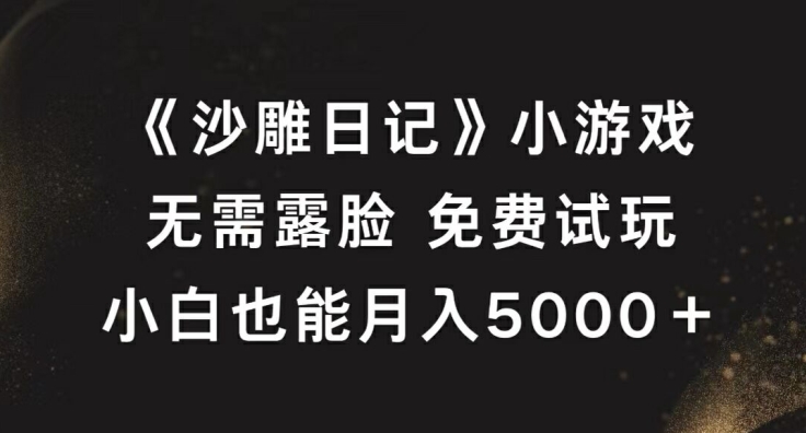 《沙雕日记》小游戏，无需露脸免费试玩，小白也能月入5000+【揭秘】-鼎铸网