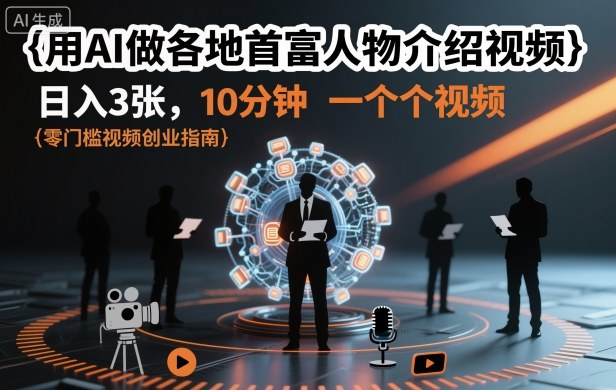 用AI做各地首富人物介绍视频，日入3张，10分钟一个视频-鼎铸网