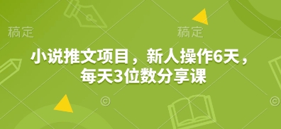 小说推文项目，新人操作6天，每天3位数分享课-鼎铸网