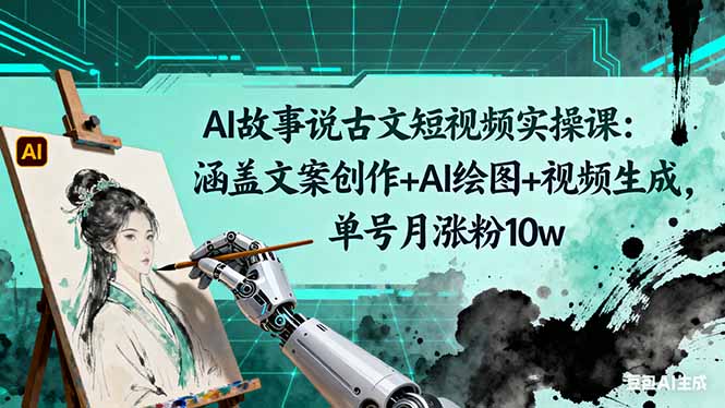 AI故事说古文短视频实操课：涵盖文案创作+AI绘图+视频生成，单号月涨粉10w-鼎铸网