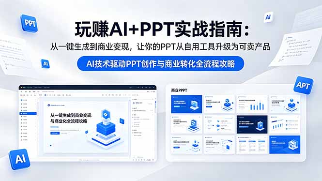 玩赚AI+PPT实战指南-更新5月13：从一键生成到商业变现，让你的PPT从自用工具升级为可卖产品-鼎铸网