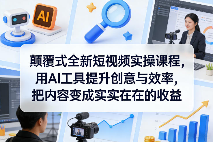 颠覆式全新短视频实操课程，用AI工具提升创意与效率，把内容变成实实在在的收益-鼎铸网