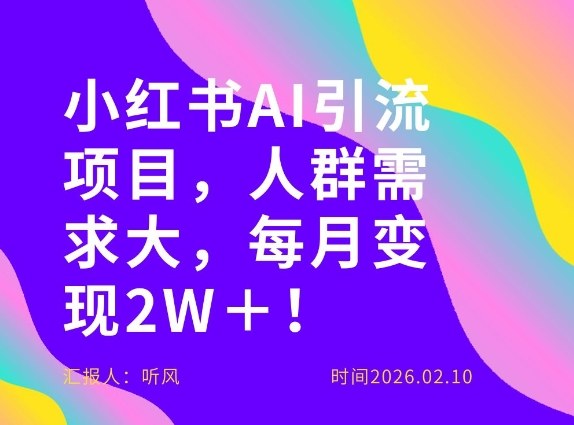 她通过这个AI项目每月做到2W＋的收入，最新小红书AI项目，人群需求大！-鼎铸网