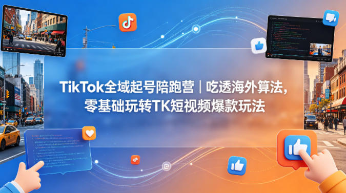 TikTok全域起号陪跑营｜吃透海外算法，零基础玩转TK短视频爆款玩法-鼎铸网