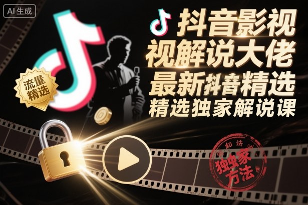 抖音影视解说大佬最新抖音进精选和独家方法，精选独家解说课(更新26年3月)-鼎铸网