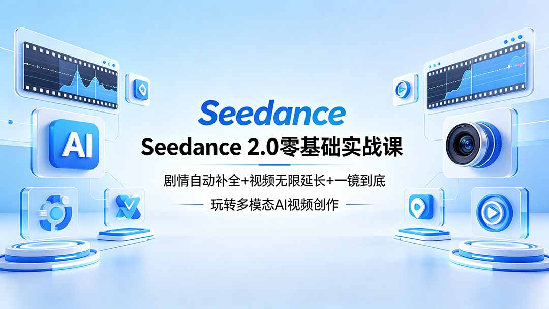 Seedance 2.0零基础实战课：剧情自动补全+视频无限延长+一镜到底：玩转多模态AI视频创作-鼎铸网