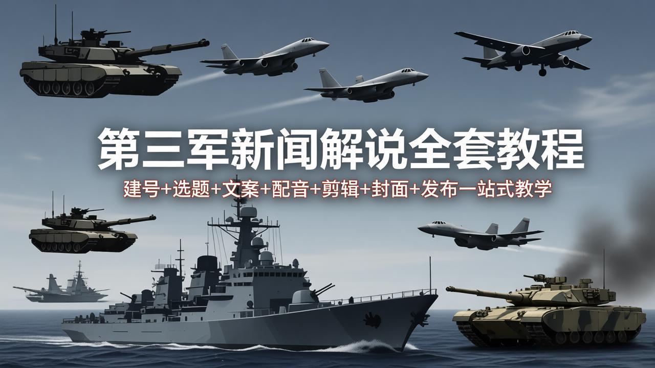 第三军迷新闻解说全套教程：建号+选题+文案+配音+剪辑+封面+发布一站式教学-鼎铸网