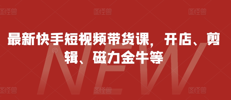 最新快手短视频带货课，开店、剪辑、磁力金牛等-鼎铸网