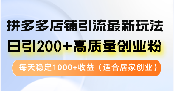 拼多多店铺引流最新玩法，日引200+高质量创业粉，每天稳定1000+收益(...-鼎铸网