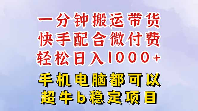 快手黑科技一分钟搬运带货，一刀不剪过原创，微付费投流玩法，轻松日入...-鼎铸网