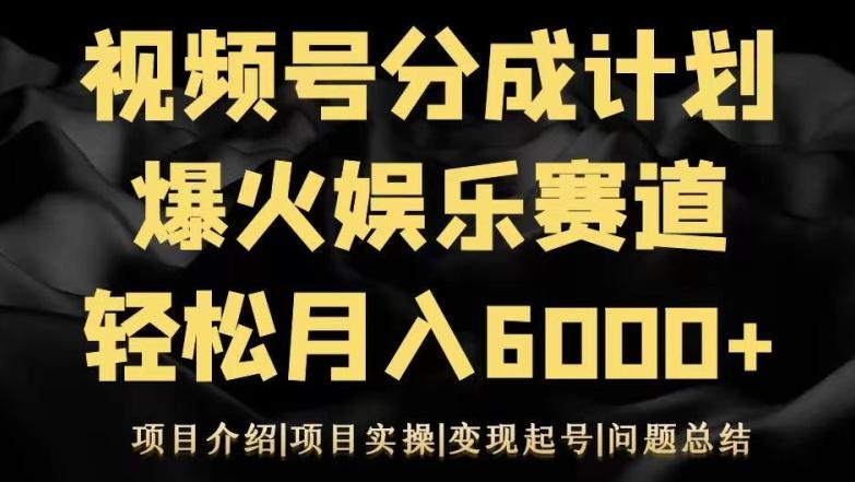 视频号创作分成计划之娱乐赛道轻松日入500+-鼎铸网