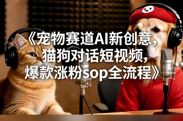宠物赛道AI新创意，猫狗对话短视频，爆款涨粉sop全流程-鼎铸网