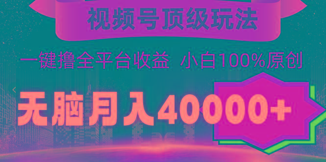 (9281期)视频号顶级玩法，无脑月入40000+，一键撸全平台收益，纯小白也能100%原创-鼎铸网