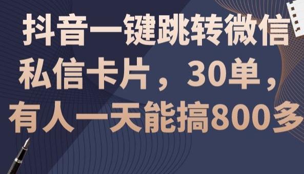 抖音一键跳转微信私信卡片，30单，一天能搞800多-鼎铸网