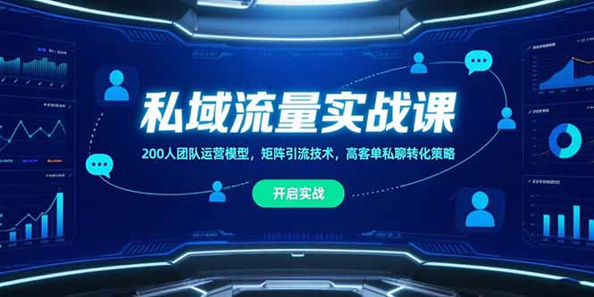 私域流量实战课，200人团队运营模型，矩阵引流技术，高客单私聊转化策略-鼎铸网