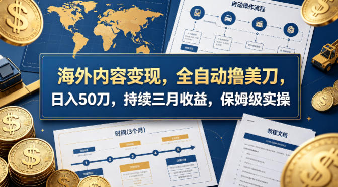 海外内容变现，全自动撸美刀，日入50刀，持续三月收益，保姆级实操【揭秘】-鼎铸网