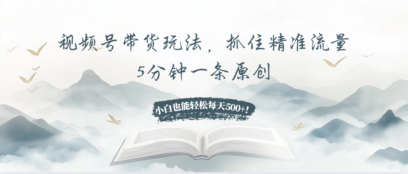 视频号带货玩法，抓住精准流量，5分钟一条原创，小白也能轻松每天500+！-鼎铸网