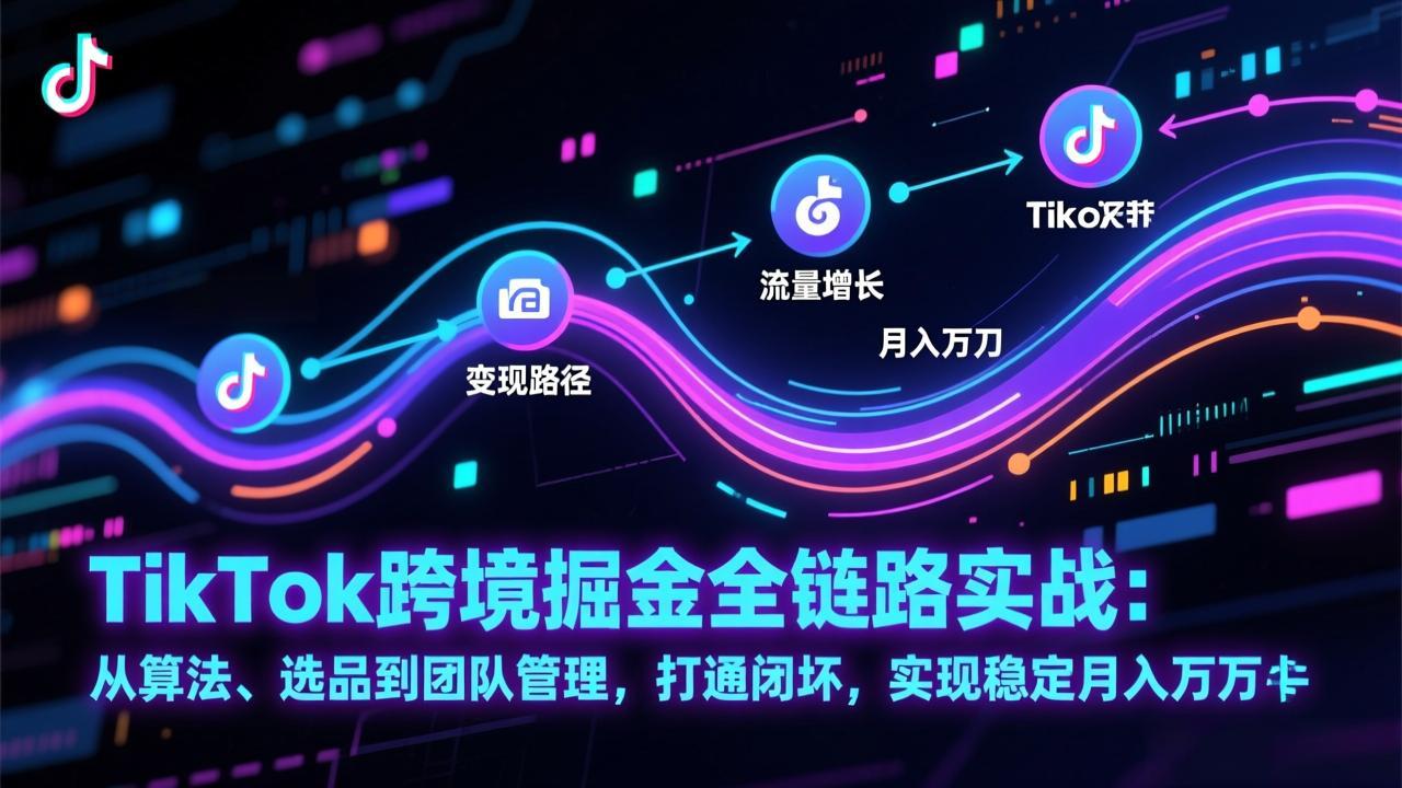 TikTok跨境掘金全链路实战：从算法、选品到团队管理，打通闭环，实现稳定月入万刀-鼎铸网