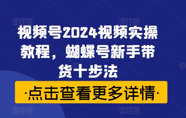视频号2024视频实操教程，蝴蝶号新手带货十步法-鼎铸网
