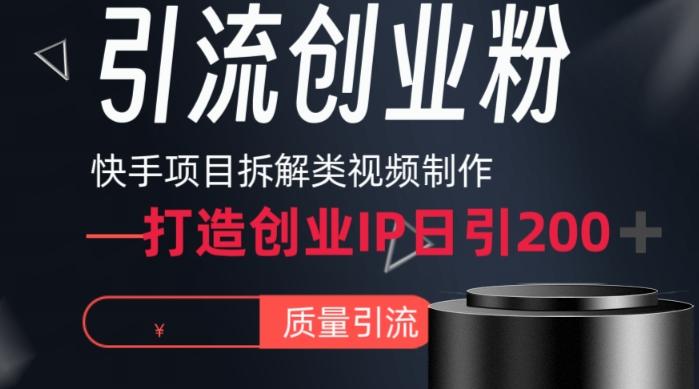 快手项目拆解类视频详细制作流程打造个人IP，单日引流200+高质量创业粉【揭秘】-鼎铸网