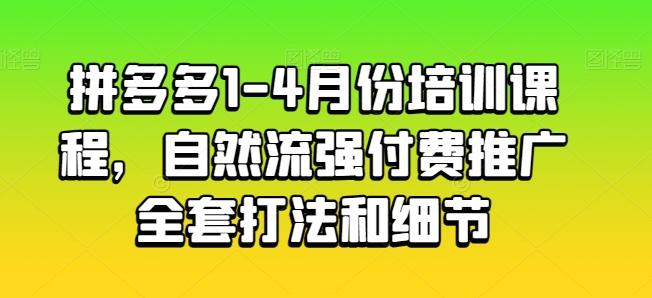 拼多多1-4月份培训课程，自然流强付费推广全套打法和细节-鼎铸网