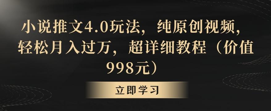 小说推文4.0玩法，纯原创视频，轻松月入过万，超详细教程(价值998元)【揭秘】-鼎铸网