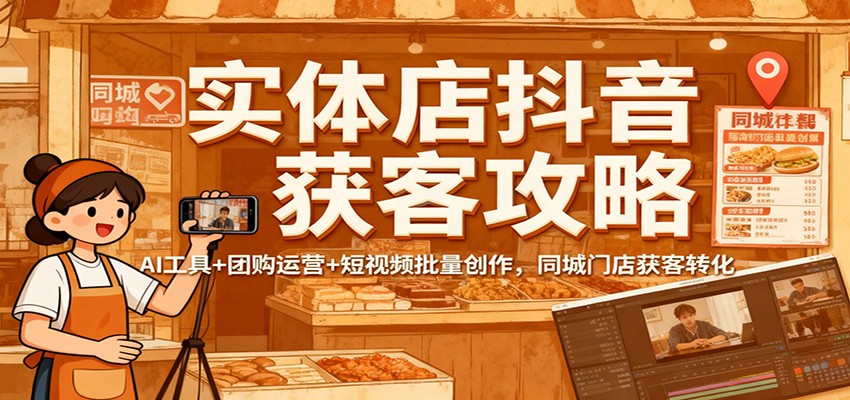 实体店抖音获客攻略：AI工具+团购运营+短视频批量创作，同城门店获客转化-鼎铸网