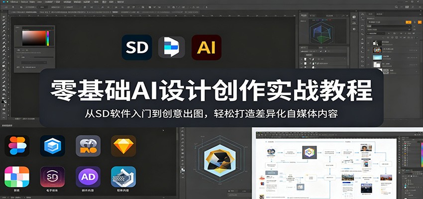 零基础AI设计创作实战教程：从SD软件入门到创意出图，轻松打造差异化自媒体内容-鼎铸网