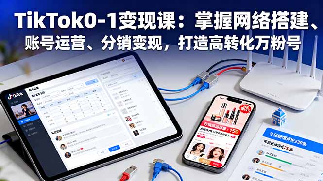 TikTok0-1变现课：掌握网络搭建、账号运营、分销变现，打造高转化万粉号-鼎铸网