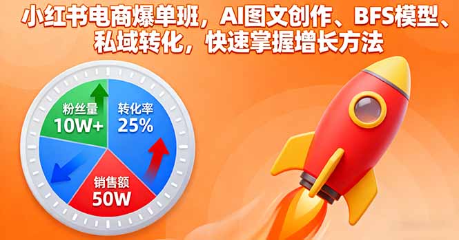 小红书电商爆单班，AI图文创作、BFS模型、私域转化，快速掌握增长方法-鼎铸网