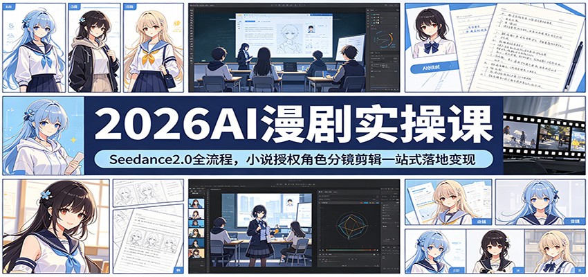 2026AI漫剧实操课：Seedance2.0全流程，小说授权角色分镜剪辑一站式落地变现-鼎铸网